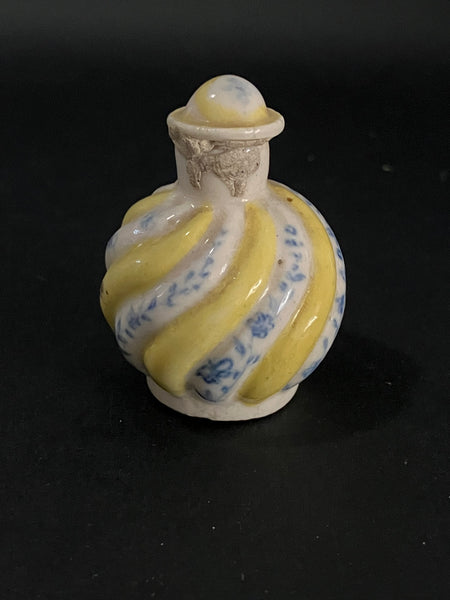 Bottle 'Porcelain' Yellow and Blue Miniature