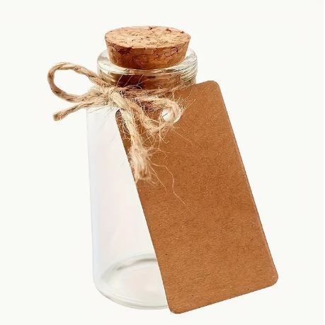 Clear Glass Bottles With Cork Stopper 7.5 x 2.2cm