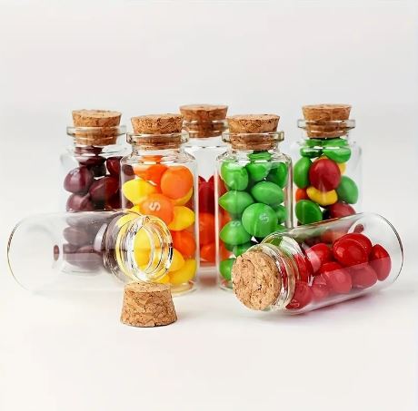 Clear Glass Bottles With Cork Stopper 7.5 x 2.2cm