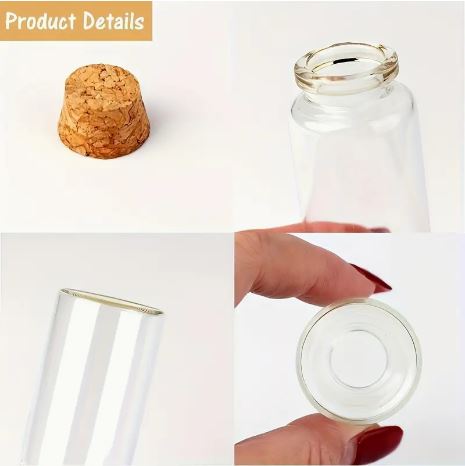 Clear Glass Bottles With Cork Stopper 7.5 x 2.2cm