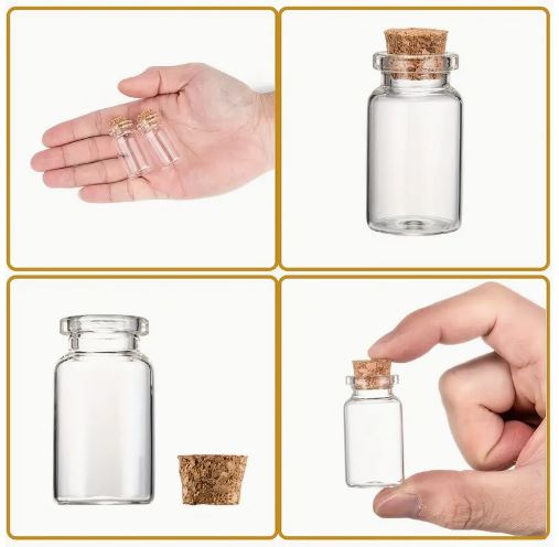 Clear Glass Bottles With Cork Stopper 4 x 2.2cm