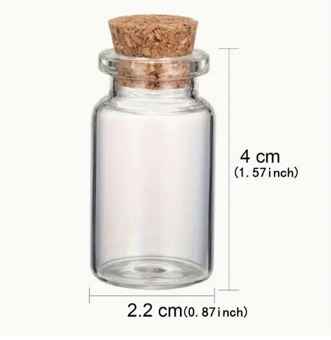Clear Glass Bottles With Cork Stopper 4 x 2.2cm