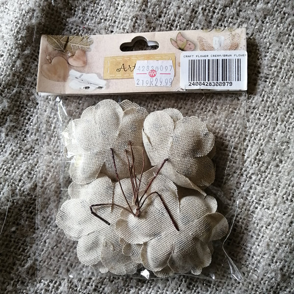 Fabric Flowers with Cherry Red Centre - Adorable