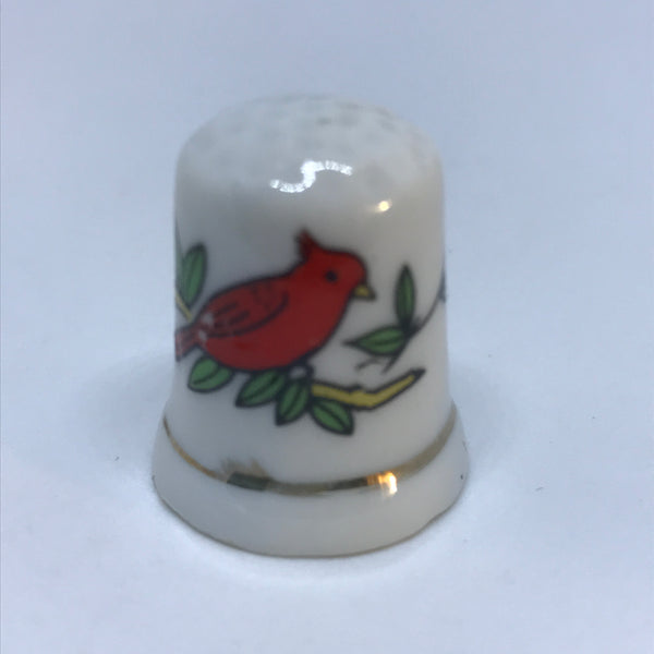 Miniature Porcelain Thimble (Orange Bird)