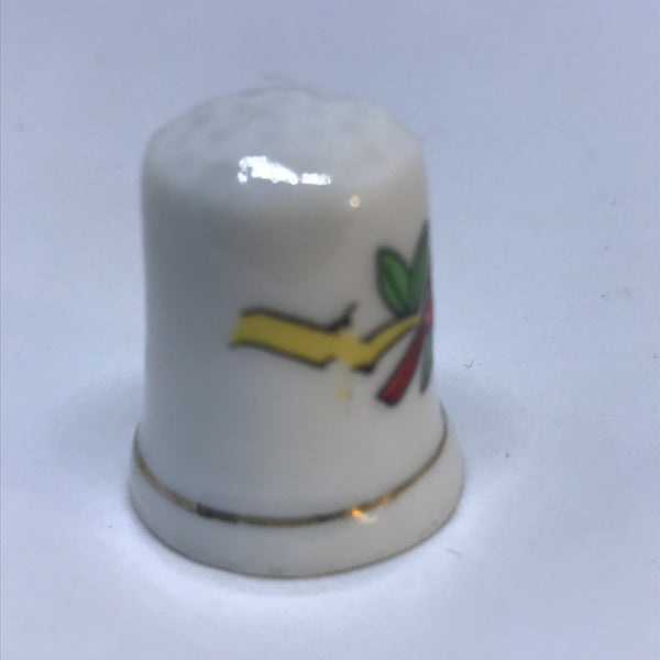 Miniature Porcelain Thimble (Orange Bird)