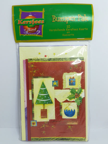 Greeting Card and Envelopes - Christmas - Style 9 - Bumper Pack - Afrikaans (10 Cards)