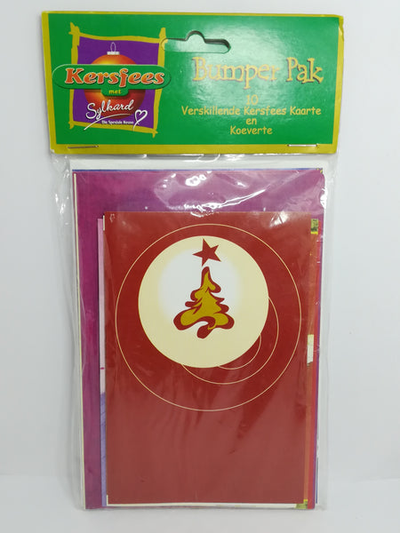 Greeting Card and Envelopes - Christmas - Style 9 - Bumper Pack - Afrikaans (10 Cards)