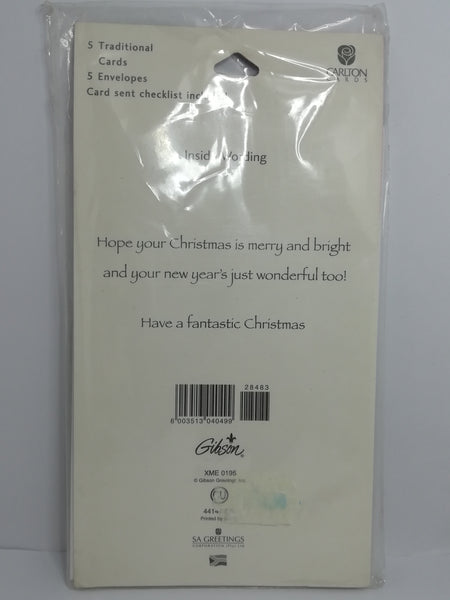 Greeting Card and Envelopes - Christmas - Style 6 - English (5 Cards)