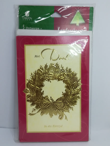 Greeting Card and Envelopes - Christmas - Style 36 - Afrikaans (5 Cards)