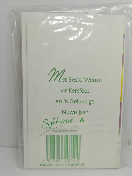 Greeting Card and Envelopes - Christmas - Style 35 - Afrikaans (5 Cards)