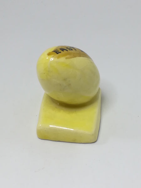 Miniature Ceramic Yellow Rugby Ball on Base (Miniature, suitable for printer's tray)