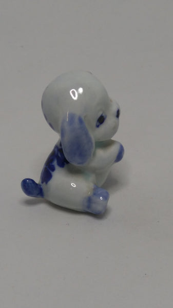 Miniature Ceramic Blue & White Delft Style Puppy (Elesva Holland) (Miniature, suitable for printer's tray)
