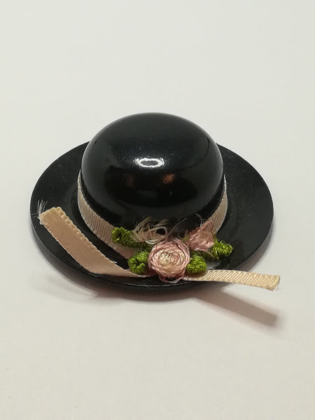 Miniature Black Ceramic Ladies Hat (Miniature, suitable for printer's tray)