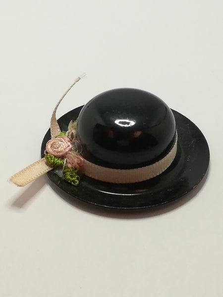 Miniature Black Ceramic Ladies Hat (Miniature, suitable for printer's tray)