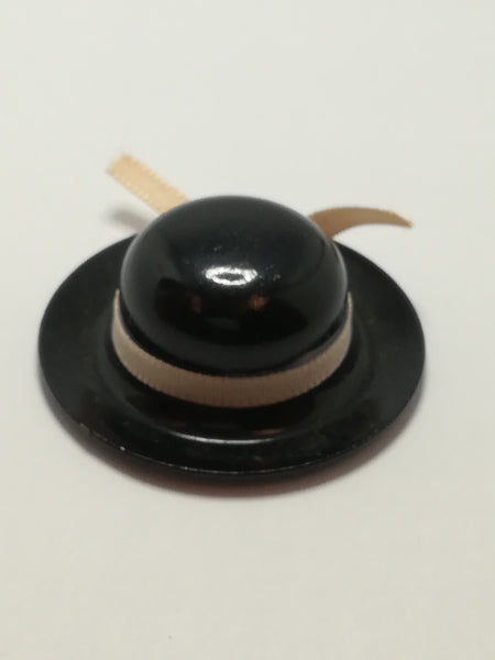 Miniature Black Ceramic Ladies Hat (Miniature, suitable for printer's tray)