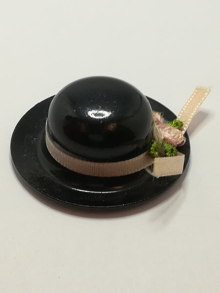 Miniature Black Ceramic Ladies Hat (Miniature, suitable for printer's tray)