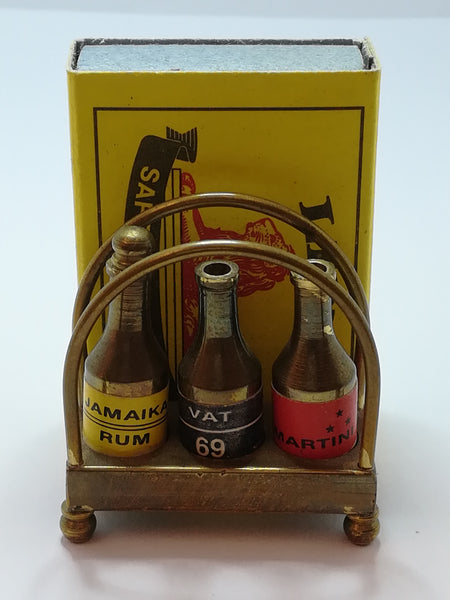 Miniature Brass Alcohol/Bottle Caddy (Miniature, suitable for printer's tray)