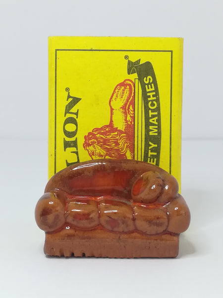 Miniature Sofa Couch Ceramic Brown Glazed - Unusual (Miniature, suitable for printer's tray)