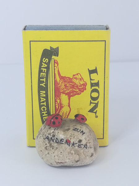 Miniature 2 Ladybirds Ladybugs Sitting on a Pebble (Miniature, suitable for printer's tray)