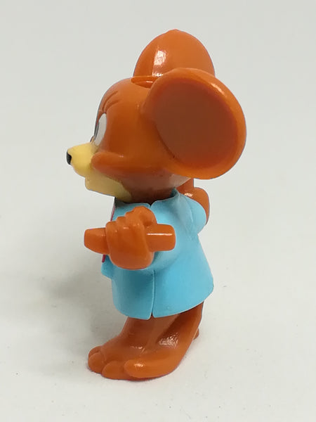 Miniature Brown Mouse Big Ears, Blue Shirt Red Ribbon & Holding Hammer (Miniature, suitable for printer's tray)