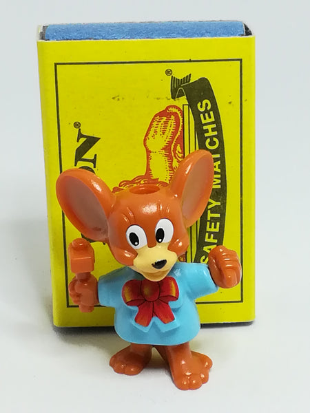 Miniature Brown Mouse Big Ears, Blue Shirt Red Ribbon & Holding Hammer (Miniature, suitable for printer's tray)