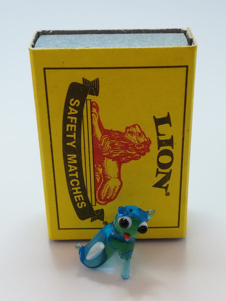 Miniature (Tiny) Pair Blue Glass Cats (Miniature, suitable for printer's tray)