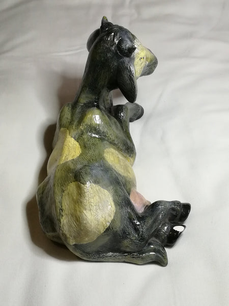 Green, Yellow & Black Ceramic Cow