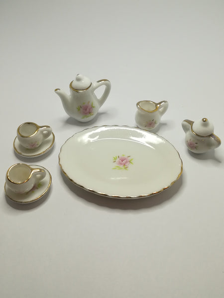 Miniature Tea Set Floral Pink Rose (Miniature, suitable for printer's tray)