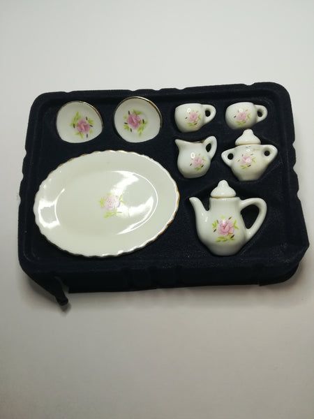 Miniature Tea Set Floral Pink Rose (Miniature, suitable for printer's tray)