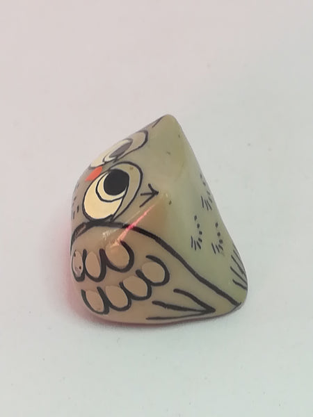 Miniature Ceramic Grey, Black & White Owl Orange Beak (Miniature, suitable for printer's tray)
