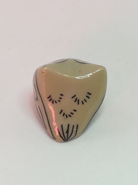 Miniature Ceramic Grey, Black & White Owl Orange Beak (Miniature, suitable for printer's tray)