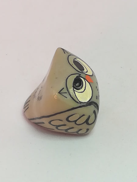 Miniature Ceramic Grey, Black & White Owl Orange Beak (Miniature, suitable for printer's tray)