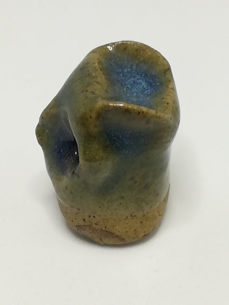 Miniature Ceramic Glazed Blue & Green Owl (Miniature, suitable for printer's tray)