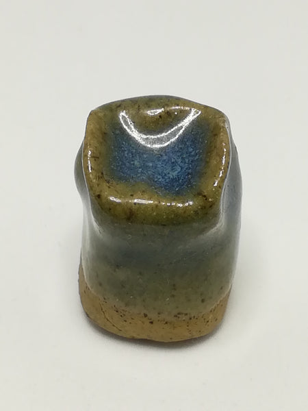 Miniature Ceramic Glazed Blue & Green Owl (Miniature, suitable for printer's tray)