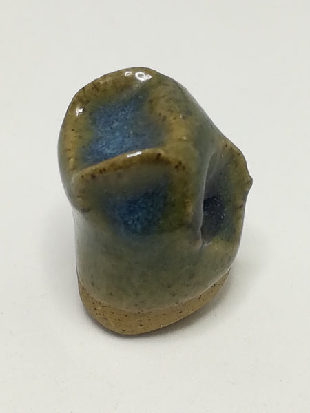 Miniature Ceramic Glazed Blue & Green Owl (Miniature, suitable for printer's tray)