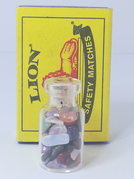 Miniature Glass Bottle filled with Mini Gemstones (Miniature, suitable for printer's tray)