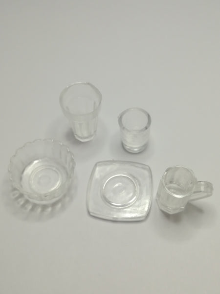Miniature Plastic Crockery - 5 Pieces (Miniature, suitable for printer's tray)