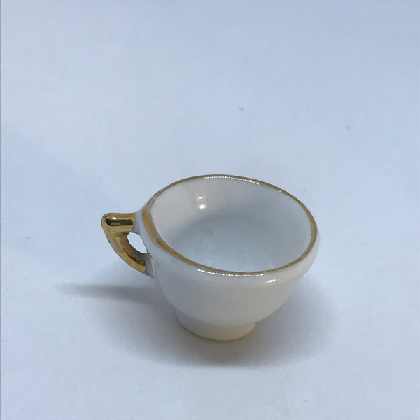 Miniature White Teacup with 'Gold' Trim (Miniature, suitable for printer's tray)