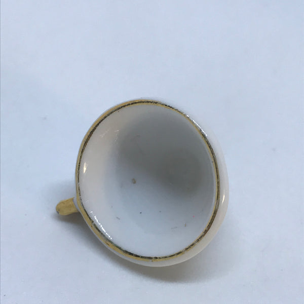 Miniature White Teacup with 'Gold' Trim (Miniature, suitable for printer's tray)