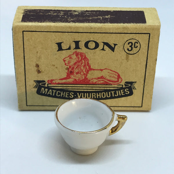 Miniature White Teacup with 'Gold' Trim (Miniature, suitable for printer's tray)