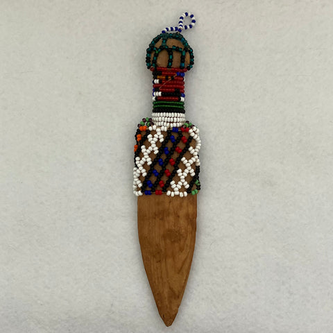 Wooden Carved African Beaded Dagger