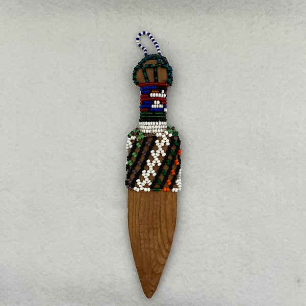 Wooden Carved African Beaded Dagger