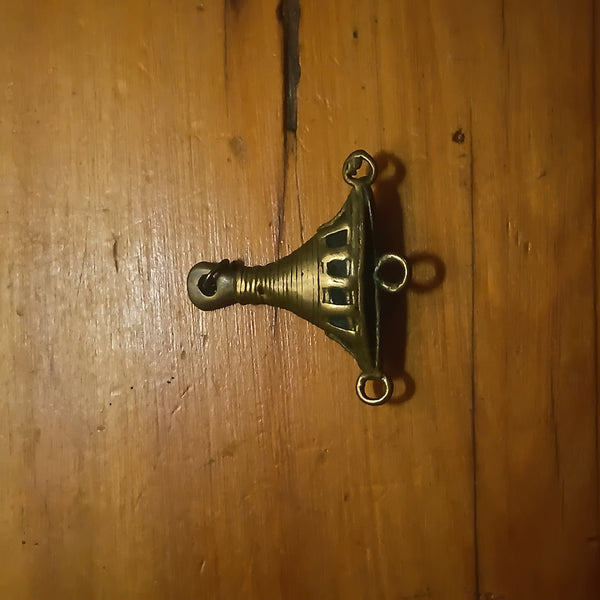 Vintage African Baule Bronze, Copper & Charcoal Anchor-shaped Pendant