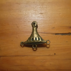 Vintage African Baule Bronze, Copper & Charcoal Anchor-shaped Pendant