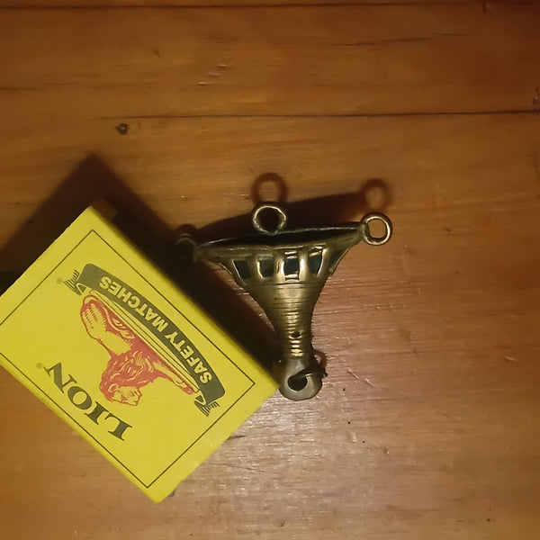 Vintage African Baule Bronze, Copper & Charcoal Anchor-shaped Pendant