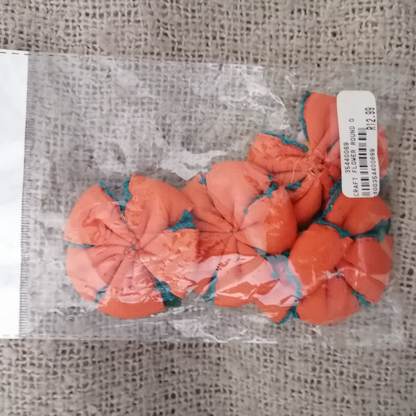 Fabric Flowers with Leaf - Adorable (Orange)