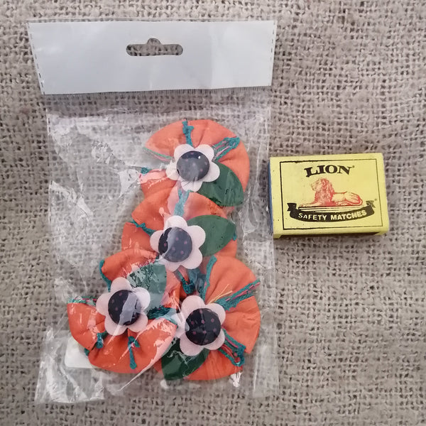 Fabric Flowers with Leaf - Adorable (Orange)