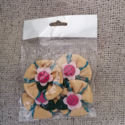 Fabric Flowers with Leaf - Adorable (Yellow)