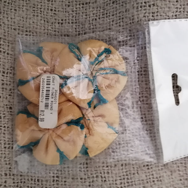 Fabric Flowers with Leaf - Adorable (Yellow)