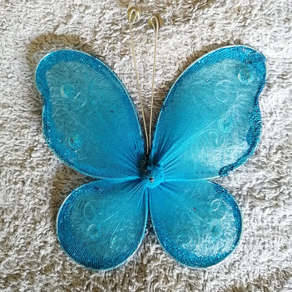 Butterfly Wire, Beads and Glitter (Blue)